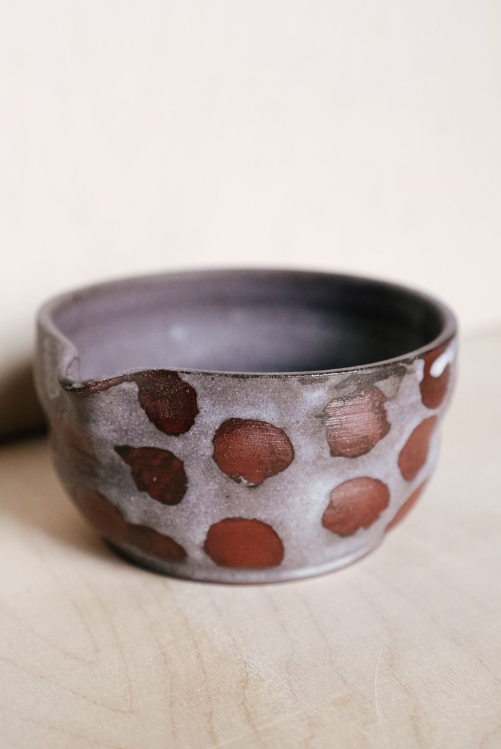YO matcha bowl with dots
