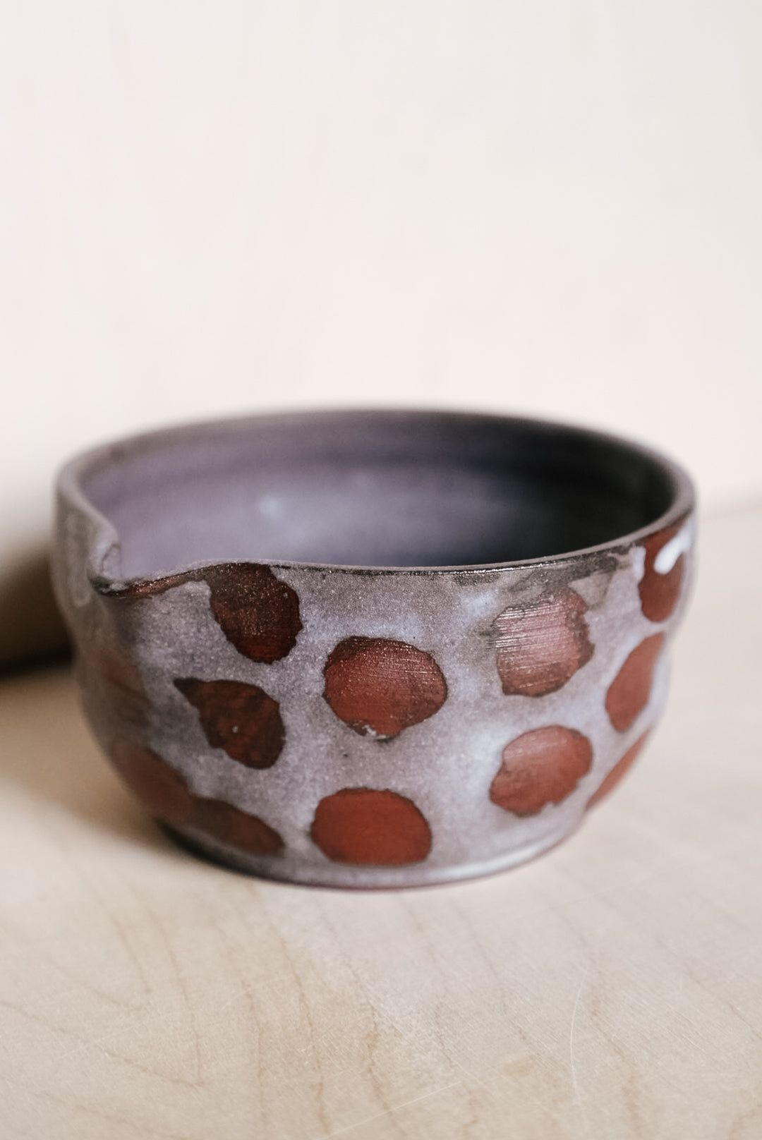 YO matcha bowl with dots