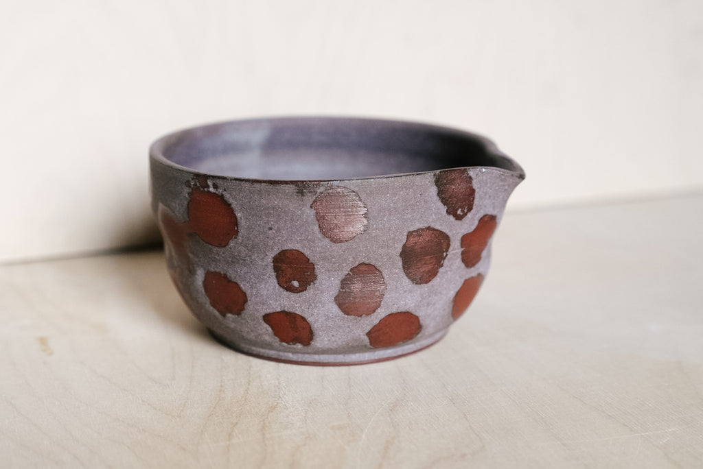 YO matcha bowl with dots