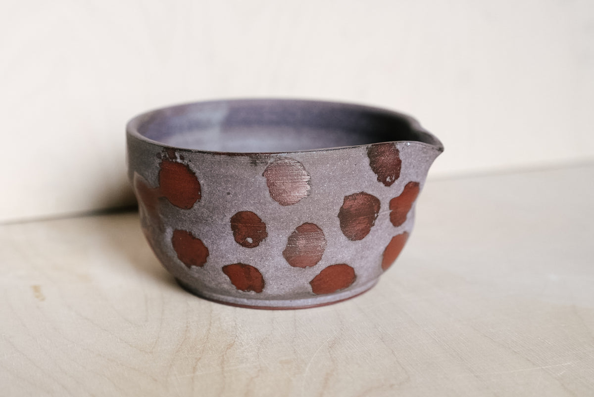 YO matcha bowl with dots