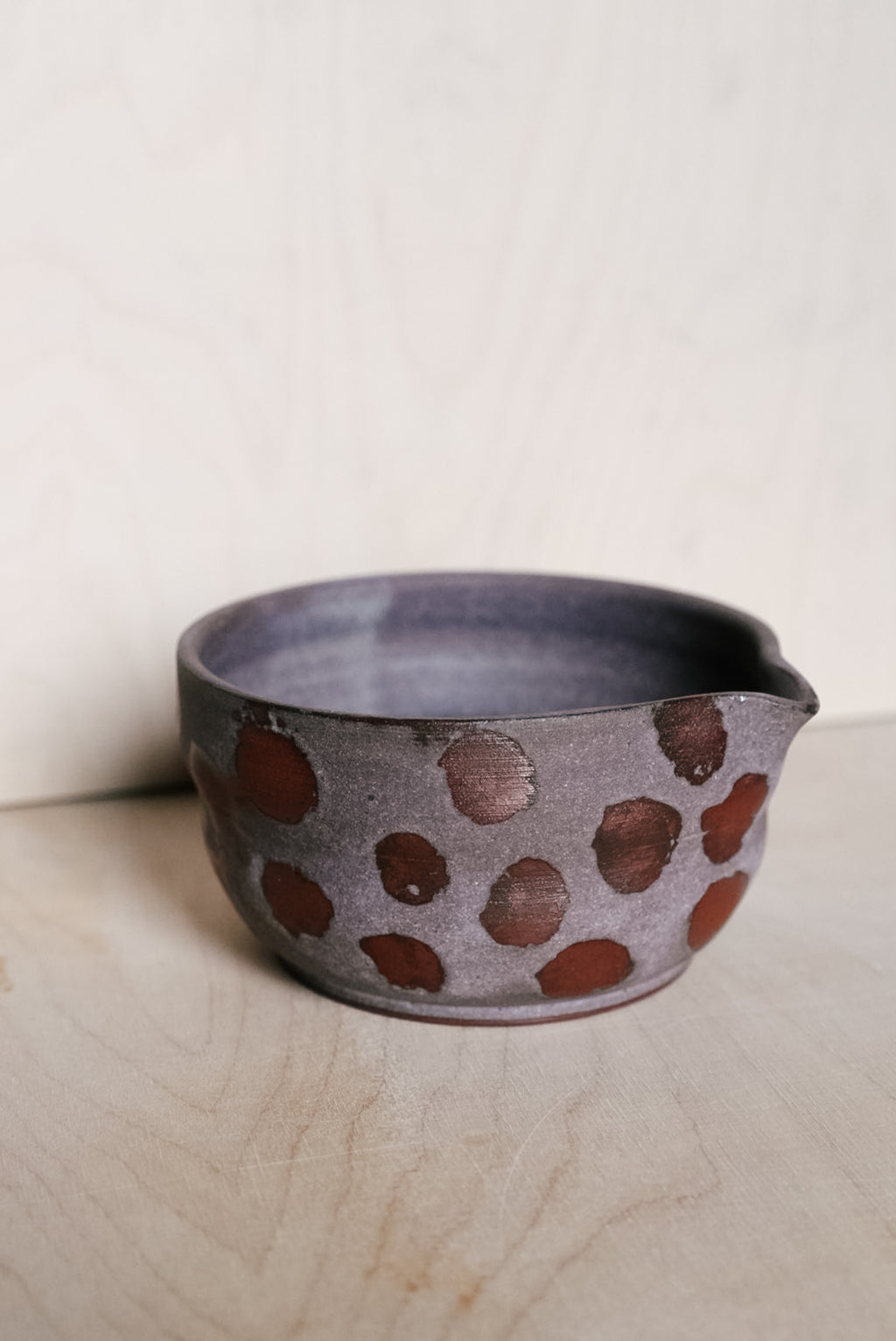 YO matcha bowl with dots