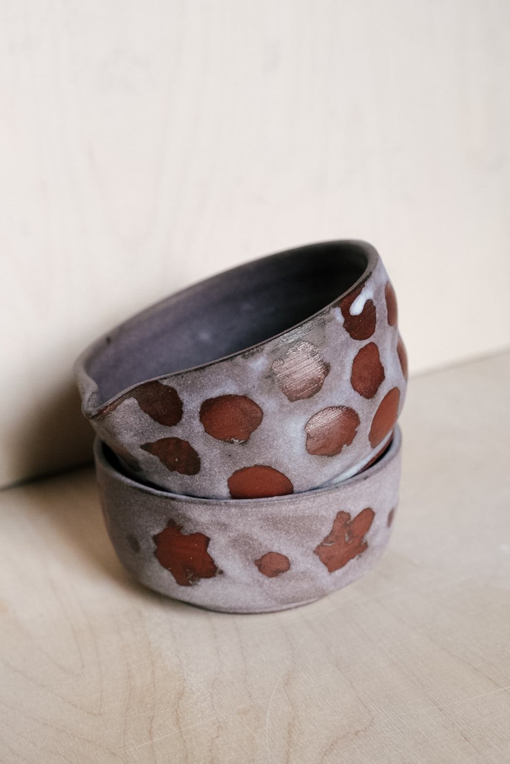 YO matcha bowl with dots